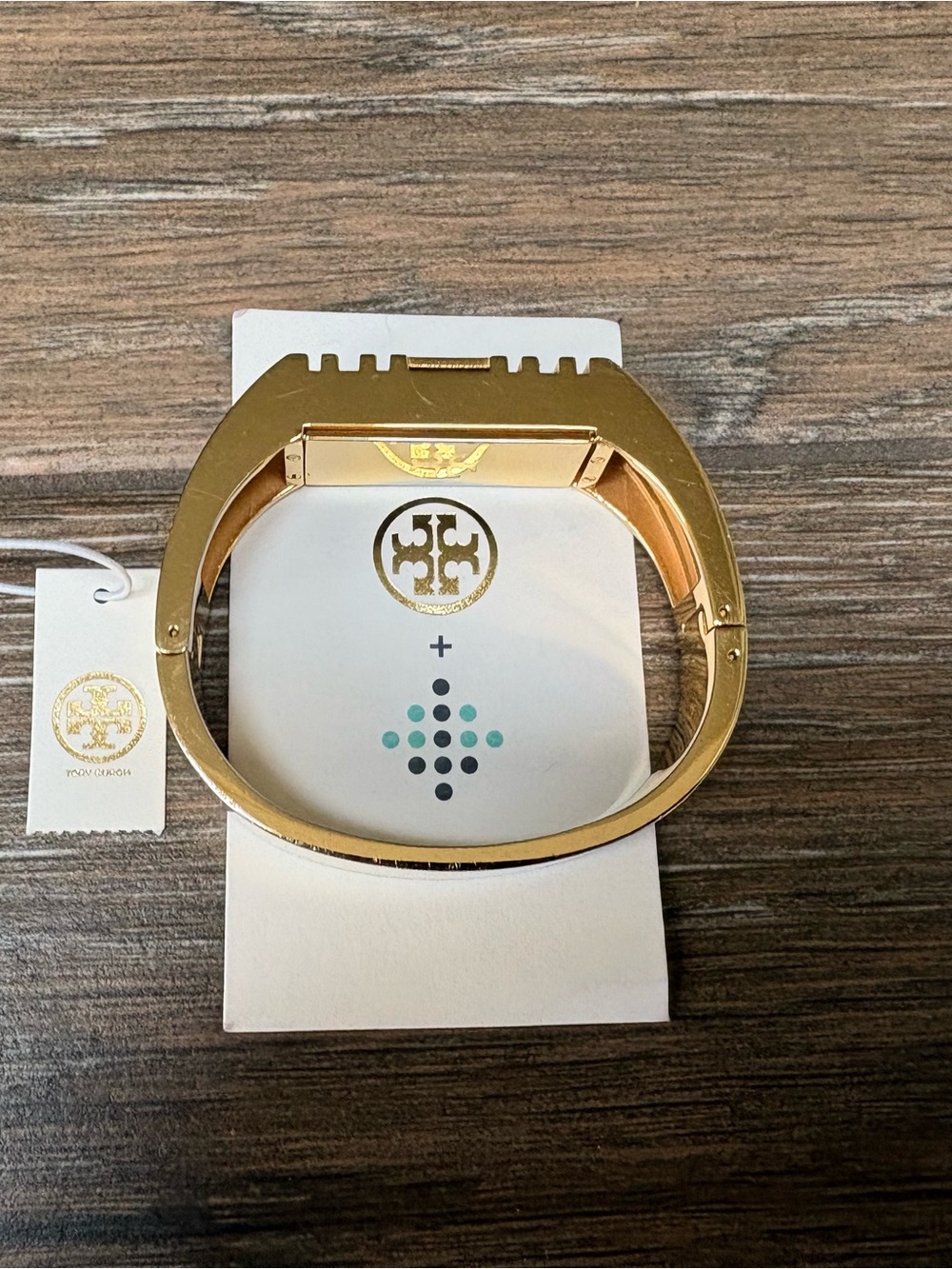 Tory Burch Gold Toned Hinged FitBit Bangle Bracelet - Picture 5 of 7